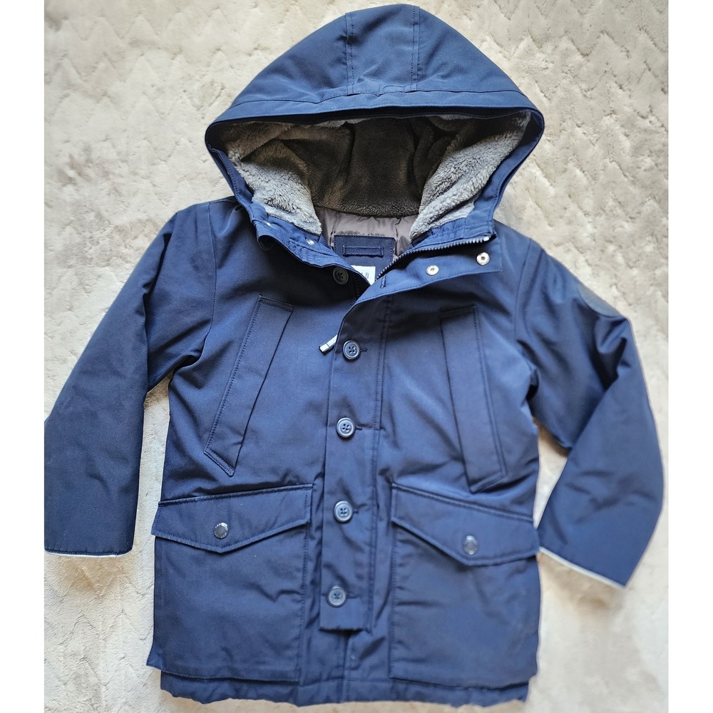 Gap Boys Navy Blue Hooded Parka Jacket Quilted Size S